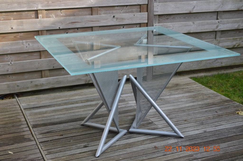 moderne tafel in glas, Ophalen, Vierkant, Glas, Vier personen