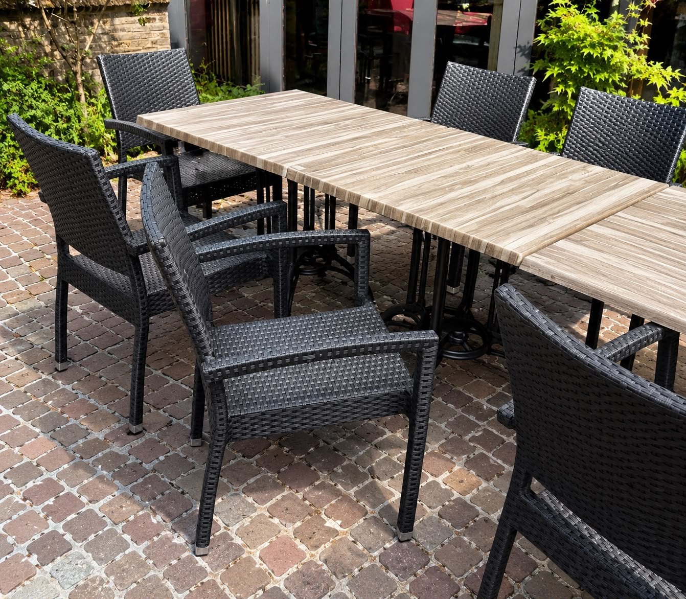Zwarte rotan tuinstoelen in zeer goede staat, Tuin en Terras, Ophalen, Zo goed als nieuw, Rotan