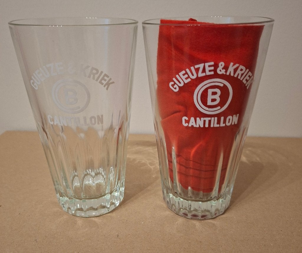 2 x Verre à bière/Geuze and Kriek/Cantillon, Enlèvement, Utilisé, Verre à bière