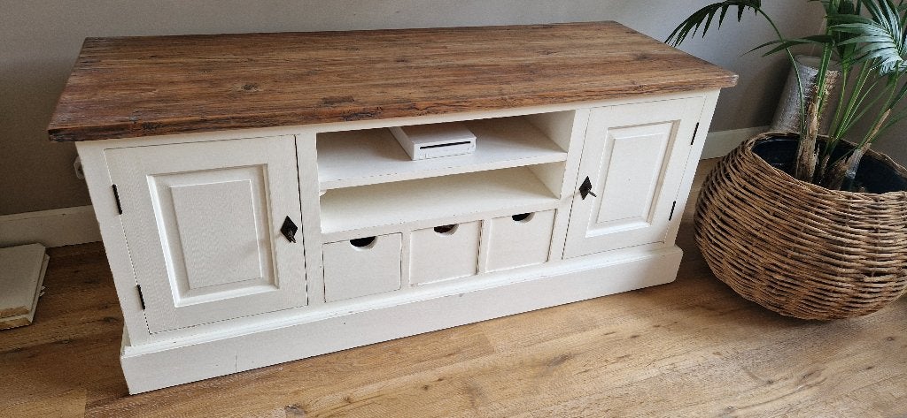 TV kast, Huis en Inrichting, Ophalen, Gebruikt, 100 tot 150 cm, Teakhout
