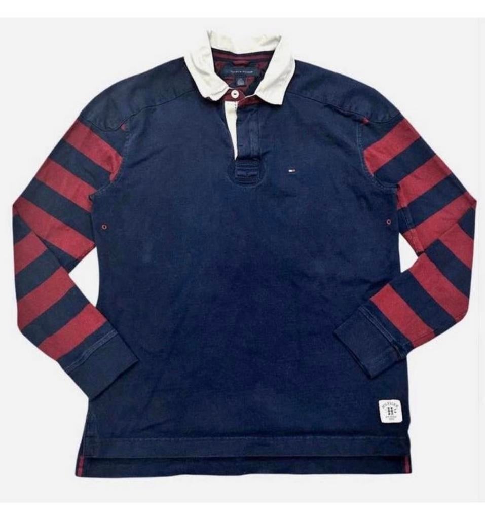 Polo de rugby Tommy Hilfiger à manches longues, taille L à G, Enlèvement ou Envoi, Comme neuf, Taille 52/54 (L), Bleu