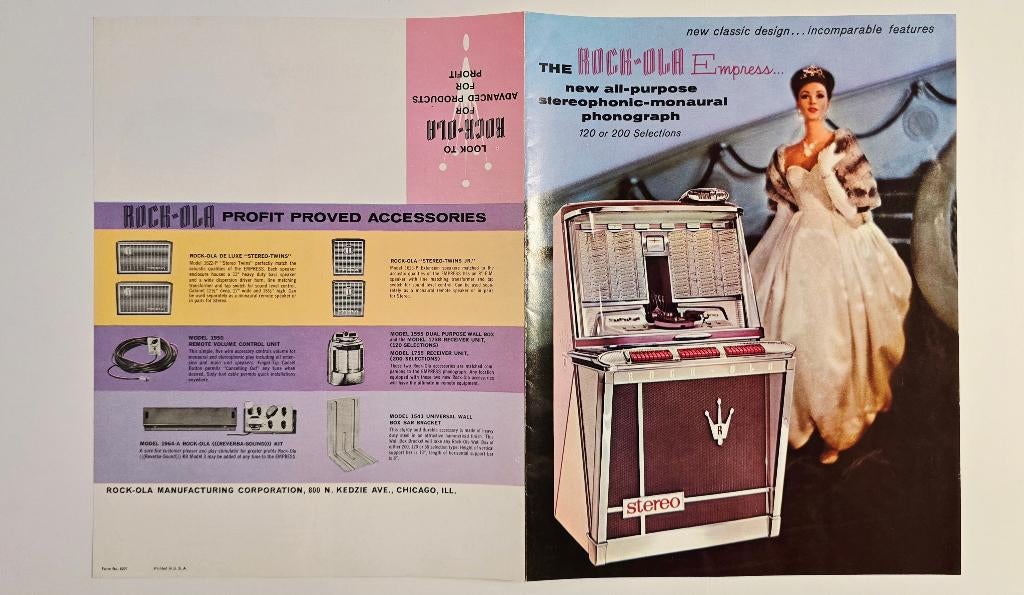 ROCK-OLA Model EMPRESS Juke-Box 1962 original folders, Collections, Enlèvement ou Envoi, Utilisé