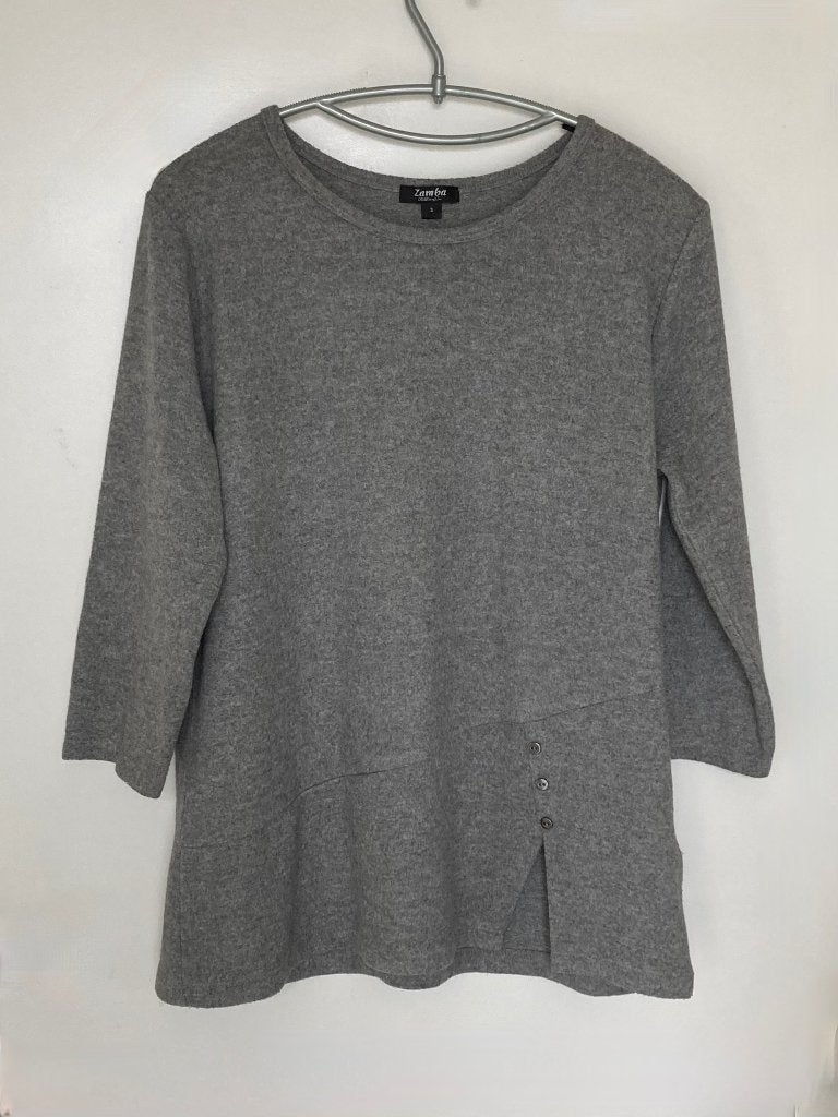 Grijze trui met driekwart mouwen " Zamba" maat 3/large, Kleding | Dames, Zamba, Maat 42/44 (L), Ophalen of Verzenden, Zo goed als nieuw