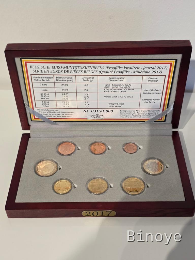 Coffret BE Belgique 2017 8 pièces Proof, Enlèvement ou Envoi, Belgique, 1 centime, Série