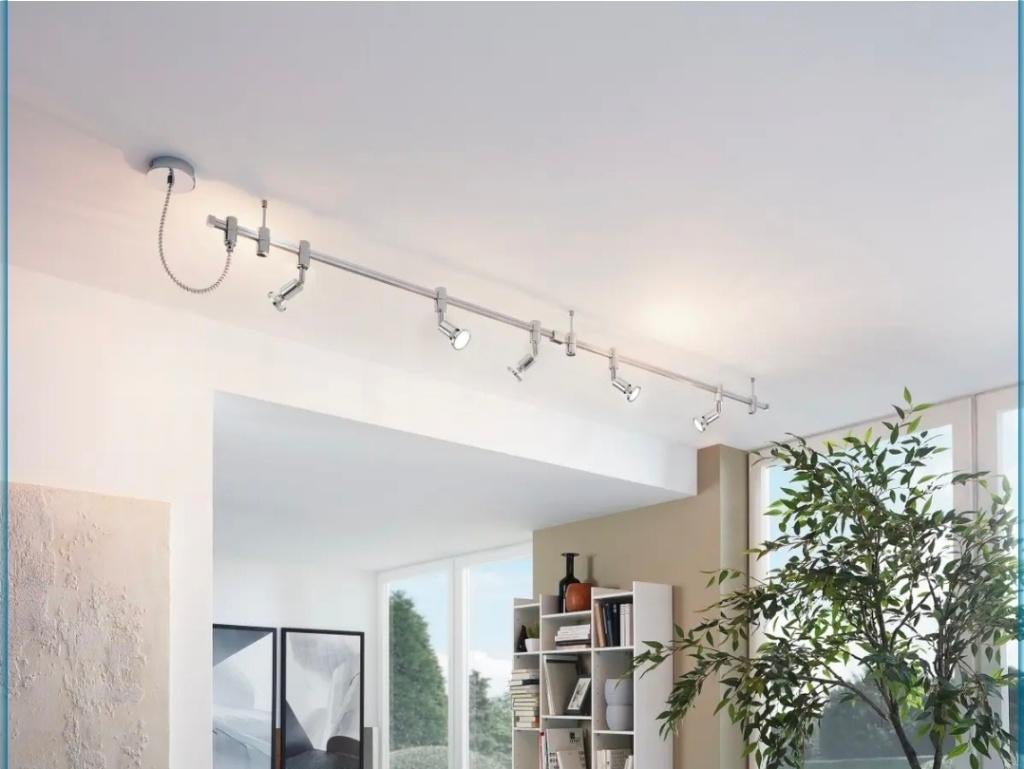 Spots de plafond sur rail de 2 mètres 5 x ampoules LED /Eglo, Enlèvement, Neuf, Autres types
