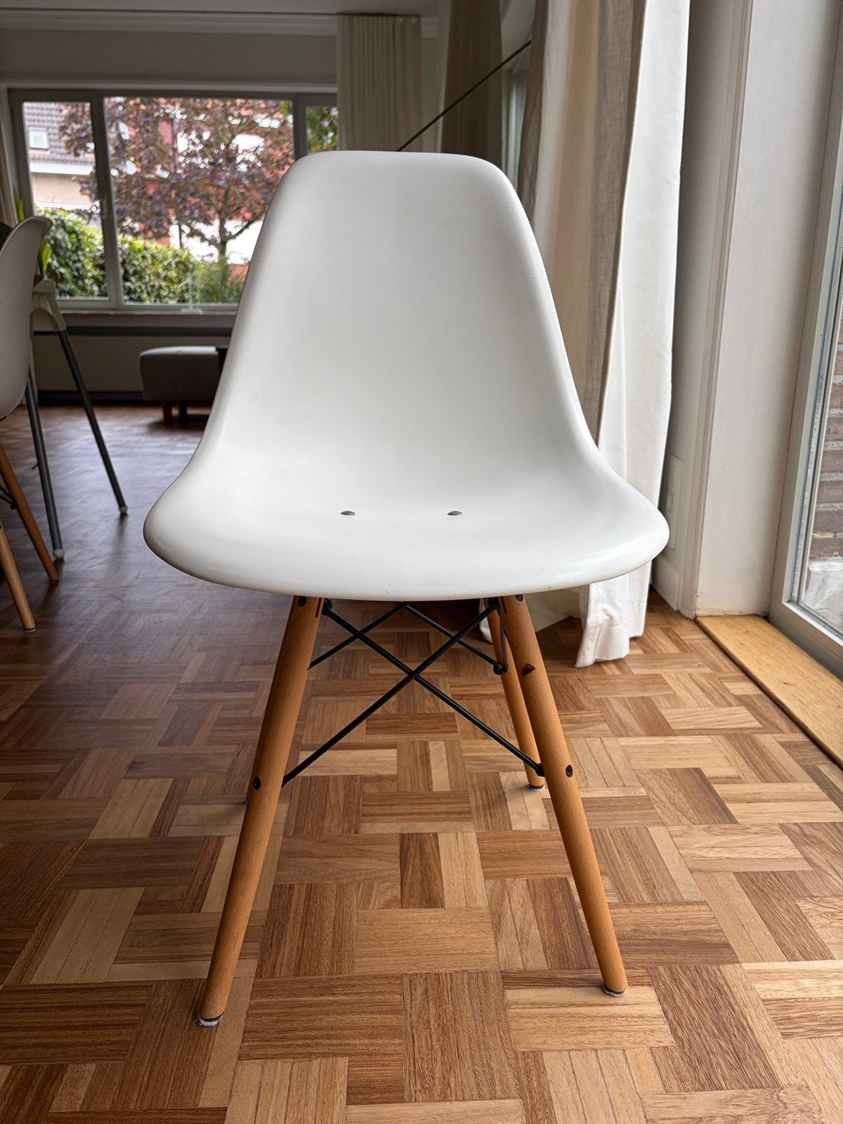 6 witte kuipstoelen, Ophalen, Kunststof, Gebruikt, Wit