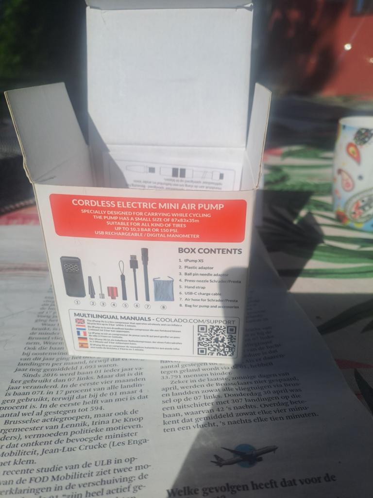 Compacte electrische fietspomp, Ophalen