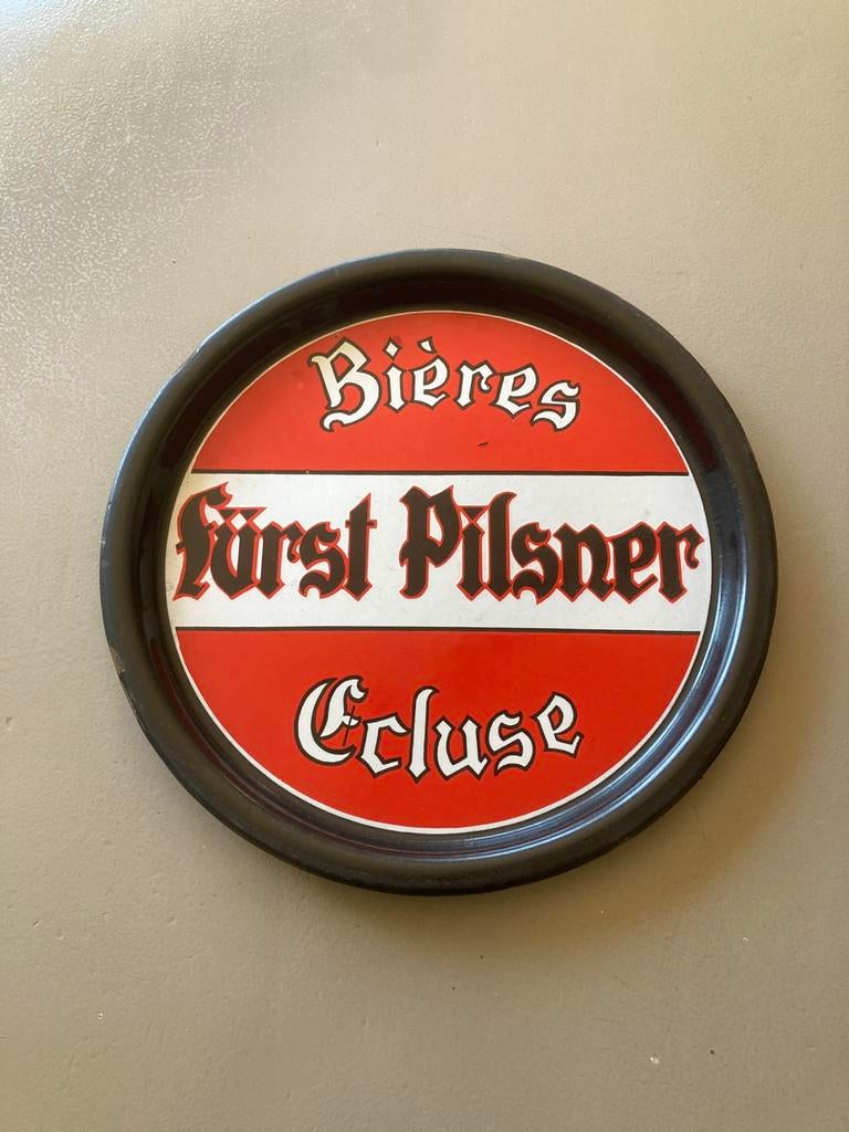 Ancienne assiette en émail Furst Pilsner Excluse, Enlèvement ou Envoi