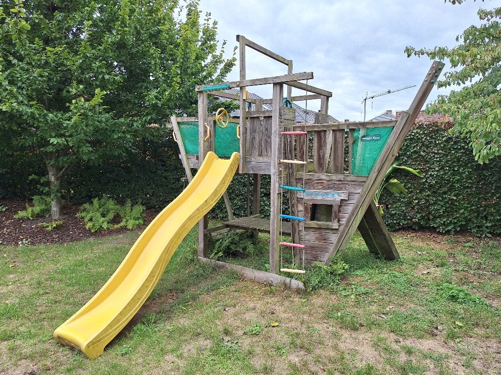 Houten speelhuis - Jungle Gym Hut boat met extras, Ophalen, Gebruikt, Hout