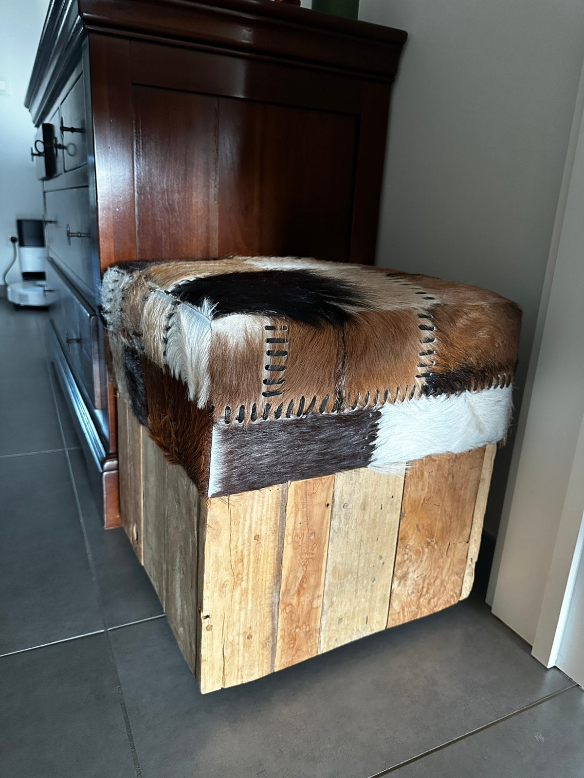Pouf de rangement Patchwork - Disponible jusqu'en août, Enlèvement, 50 à 75 cm, 50 à 75 cm, Carré