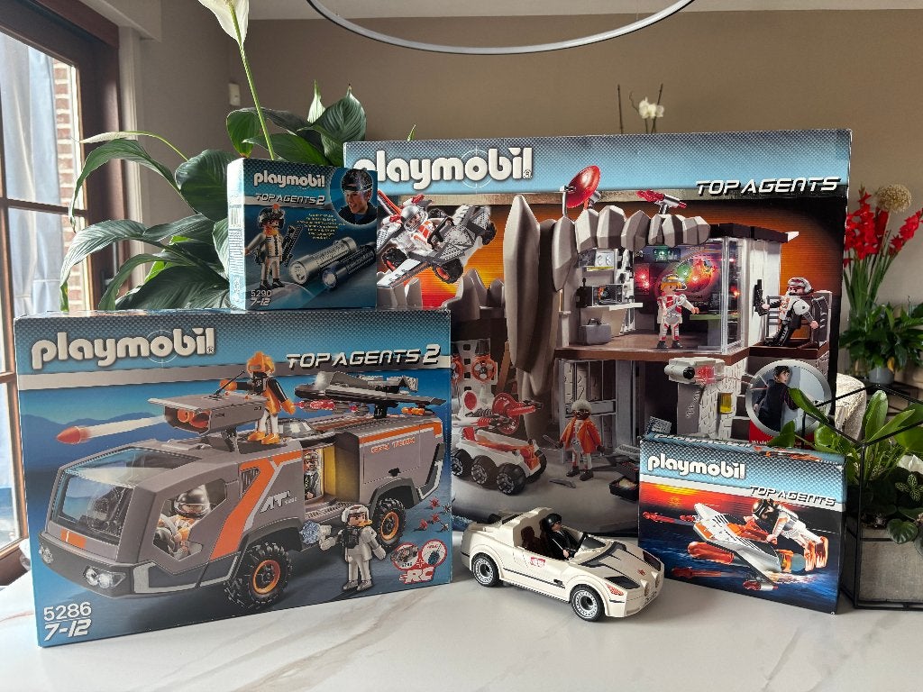 Playmobil Pack Top Agents avec Quartier Général et véhicules, Bâtiment, Autres séries, Comme neuf, Kit complet