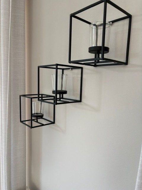 3 bougeoirs, Comme neuf, Métal, Chandelier, Noir