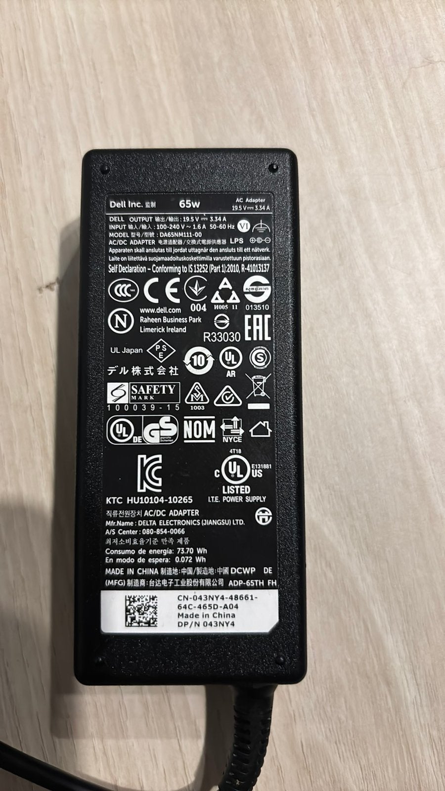 Dell DA65NM111-00 oplader, Computers en Software, Ophalen of Verzenden, Zo goed als nieuw, DELL