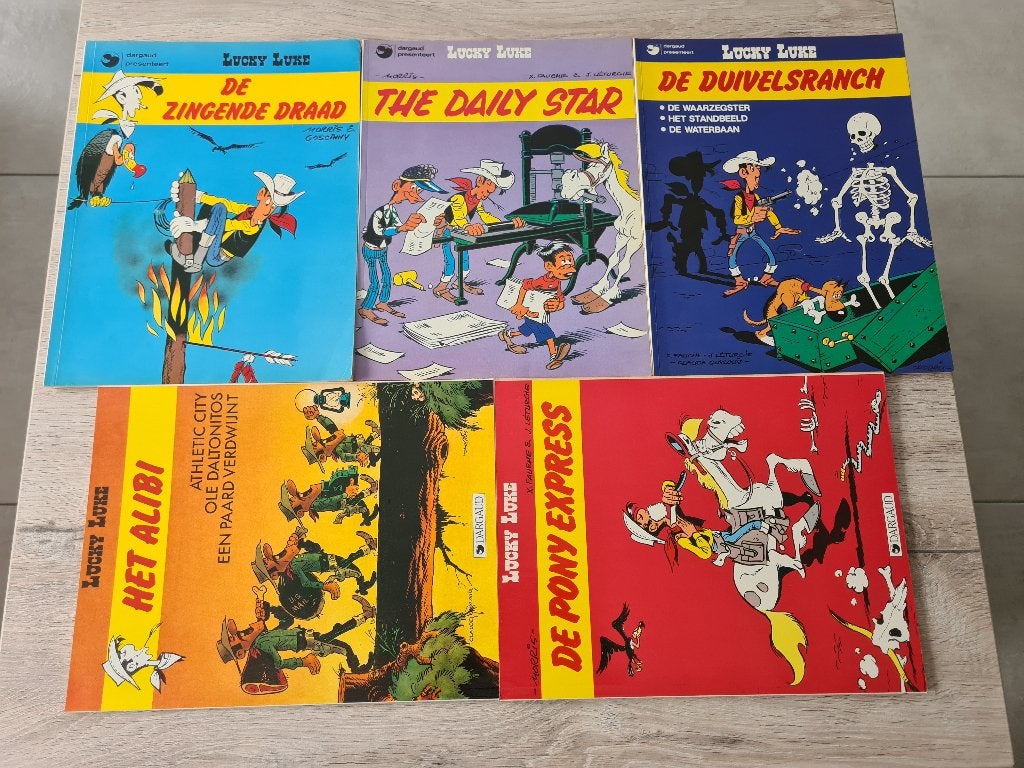 Lucky Luke Dargaud. 5 eerste drukken, Boeken, Meerdere stripboeken, Ophalen of Verzenden, Zo goed als nieuw