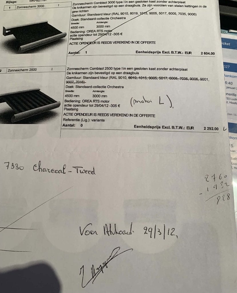 ZONNELUIFEL WINSOL 3,50 op 4,50, Ophalen, 450 cm of meer, Elektrisch, Zo goed als nieuw