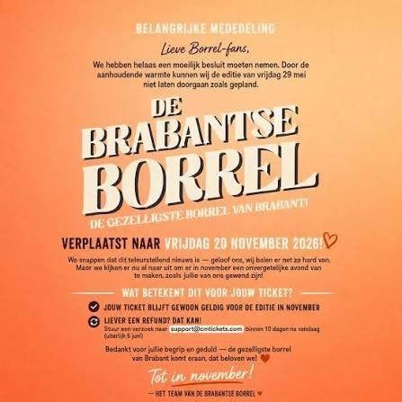 De Brabantse Borrel 2026 - Billet - VENDREDI 20 novembre, Tickets & Billets