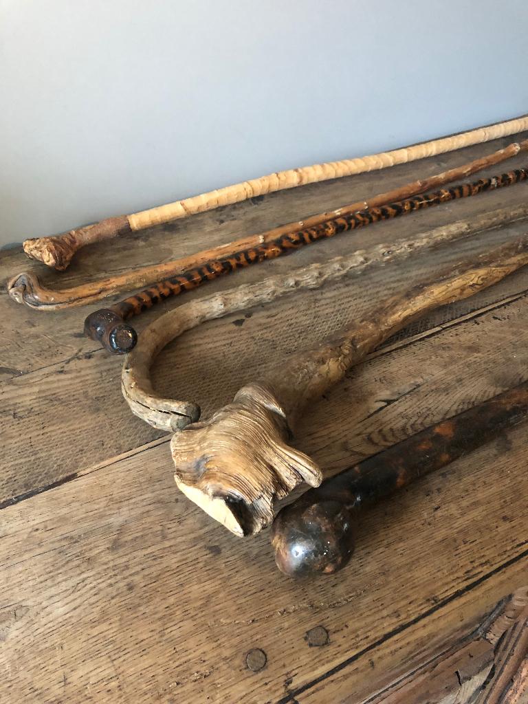 Brocante Franse wandelstokken in hout, Antiek en Kunst, Ophalen of Verzenden
