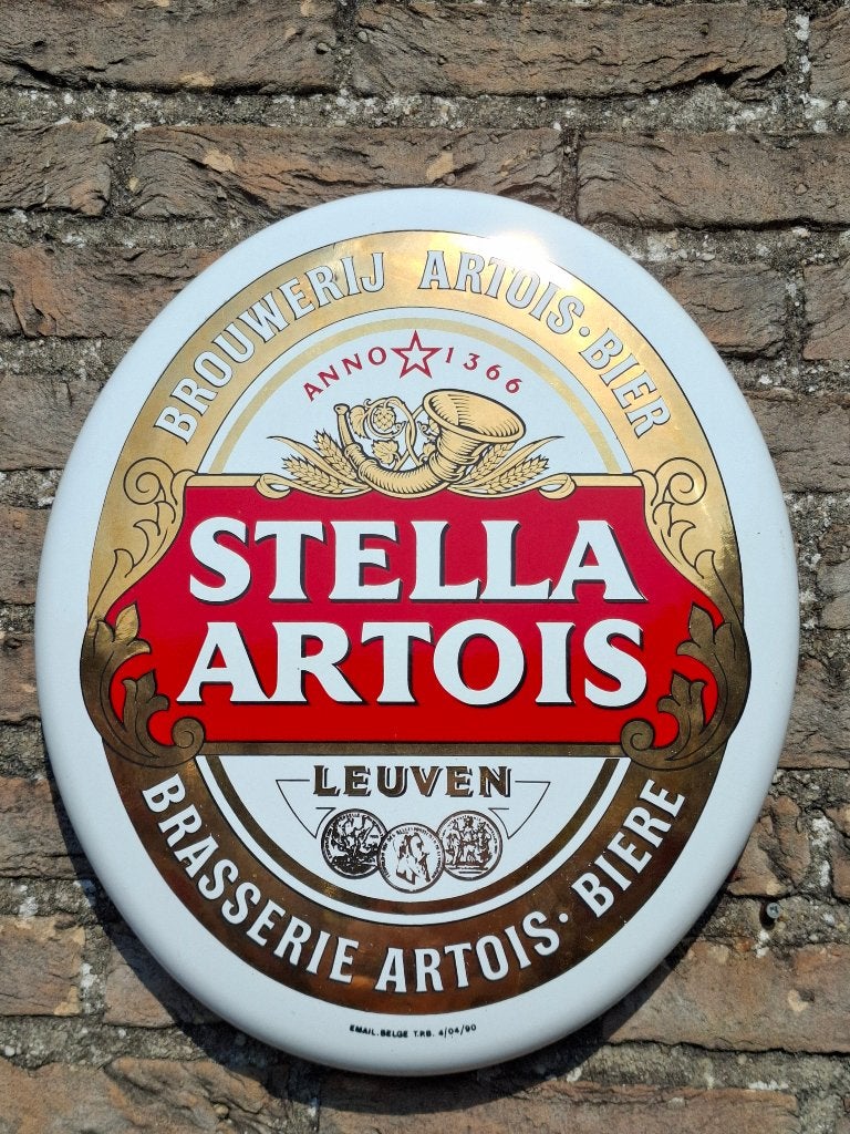 Planche émaillée Stella Artois (émaillerie belge), Collections, Marques de bière, Neuf, Panneau, Plaque ou Plaquette publicitaire