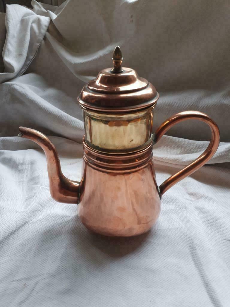 Driedelige antieke kopere koffiekan, Ophalen of Verzenden