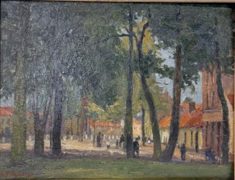 Leo Mechelaere (1880-1964): Brugs zicht (50 x 40 cm), Antiek en Kunst, Ophalen of Verzenden