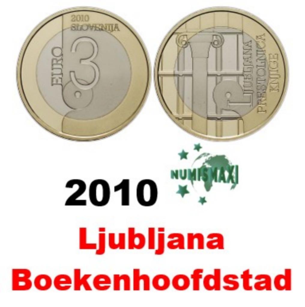 3 euro Slovenië 2010 Ljubljana Boekenhoofdstad, Ophalen of Verzenden, Slovenië