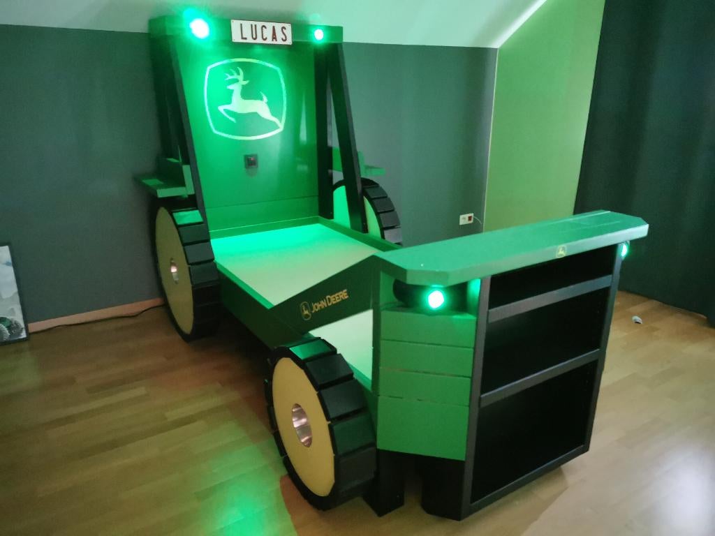 Lit enfant tracteur John Deere, Maison & Meubles, Chambre à coucher | Lits, Comme neuf, Une personne, 90 cm, 200 cm, Bois, Vert