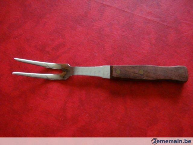 Fourchette à découper. Manche en bois, Enlèvement ou Envoi, Utilisé