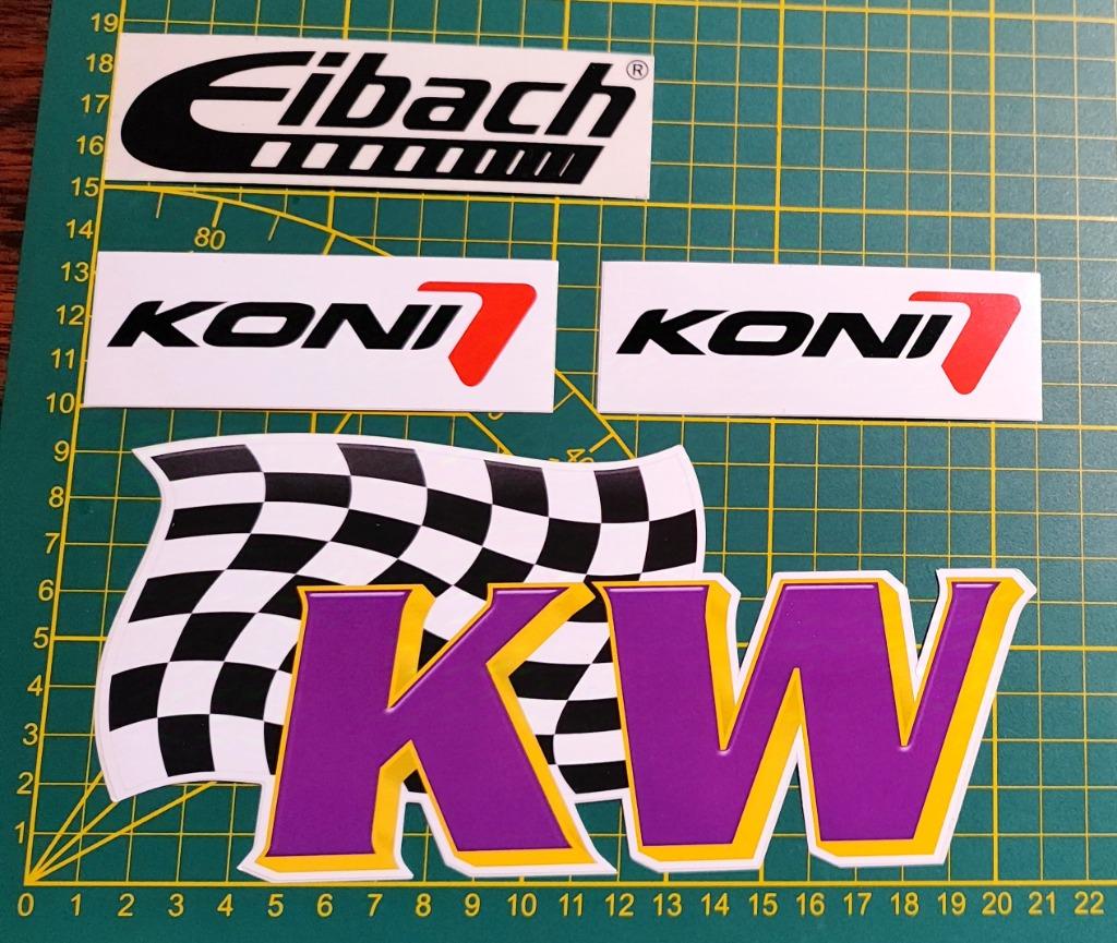 Lot 4x stickers Tuning veren KW (Groot), 2x Koni en Eibach, Enlèvement ou Envoi