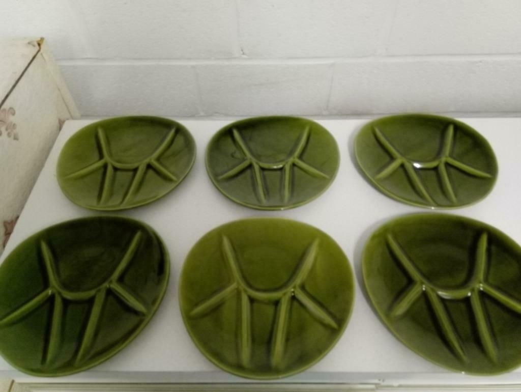 6 assiettes à fondue vertes, Enlèvement ou Envoi, Utilisé, Assiettes(s)
