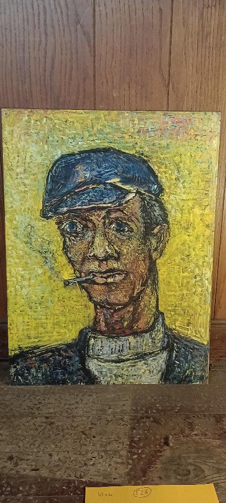 Peinture sur carton rigide, 1972 S. Montegnies, 45x60, n526, Enlèvement ou Envoi, Signé, Panneau