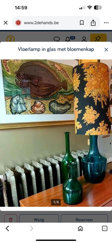 Sfeervolle grote lamp met glazen lichaam, Ophalen of Verzenden