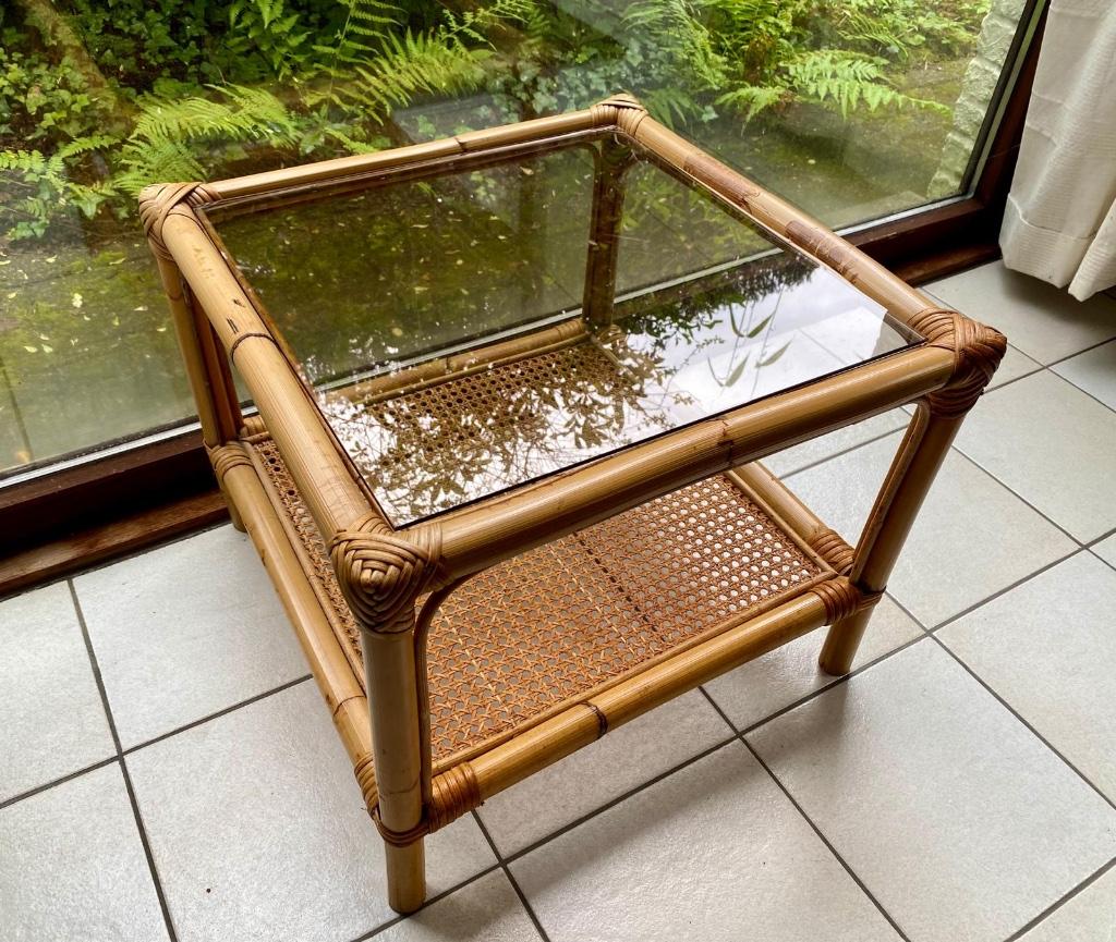 Kleine salontafel in rotan, Moins de 55 cm, Enlèvement, Autres matériaux, Moins de 45 cm