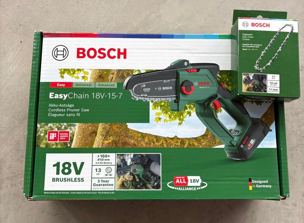 Bosch easychain 18v-15-7 met extra ketting, Ophalen, Zo goed als nieuw, Kettingzaag