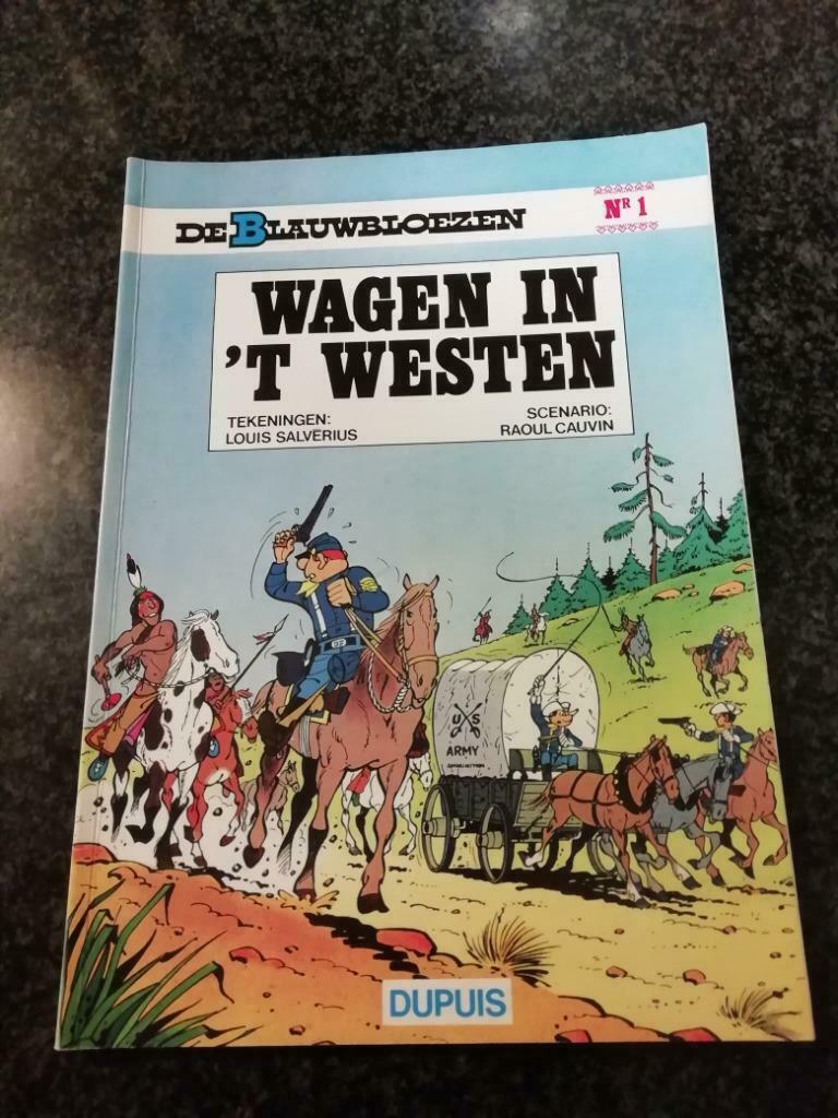 De Blauwbloezen strip 1 "Wagen in 't Westen", Une BD, Enlèvement ou Envoi, Utilisé, Raoul Cauvin