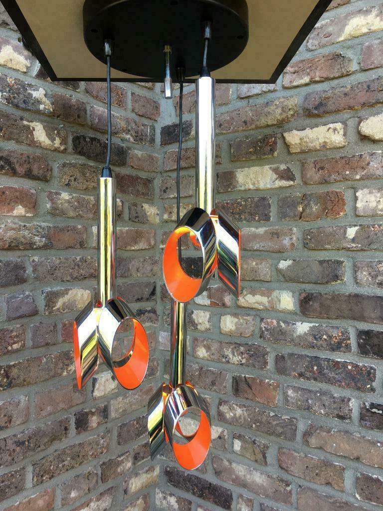 vintage space-age RAAK tulip cascade hanglamp in chroom '60s, Ophalen of Verzenden