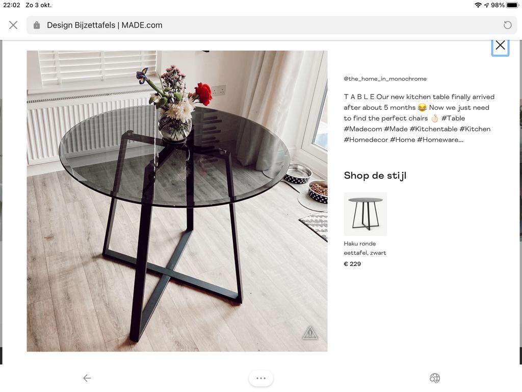 Nieuwe tafel, Enlèvement, Neuf, Verre