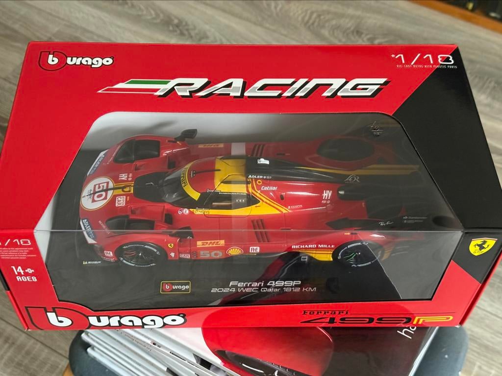 Ferrari 499P #50 WEC Qatar 2024 Burago Racing 1:18, Enlèvement ou Envoi, Neuf, Voiture, Burago
