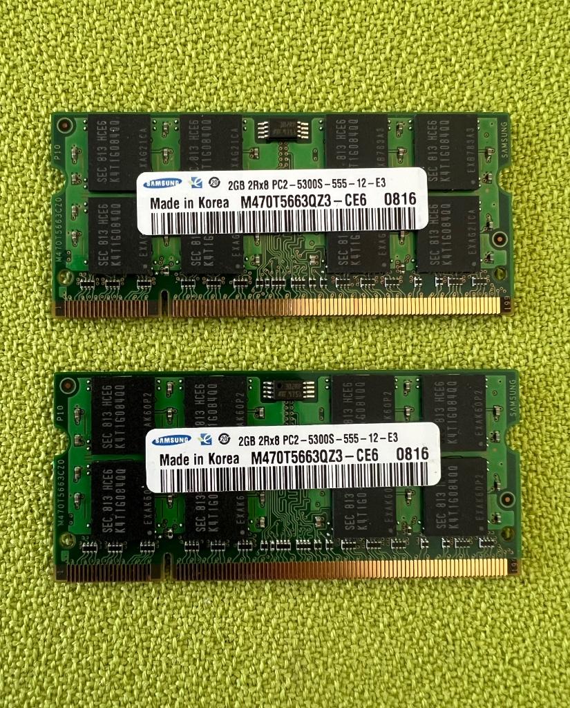 Geheugen DDR 2 , 2 x 2Gb, Computers en Software, RAM geheugen, Ophalen, Zo goed als nieuw, DDR2
