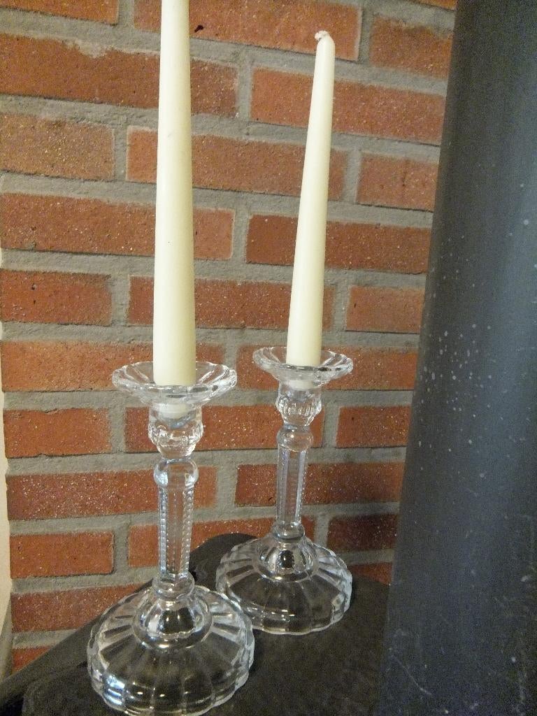 glazen kandelaars, Enlèvement ou Envoi, Comme neuf, Autres matériaux, Bougie