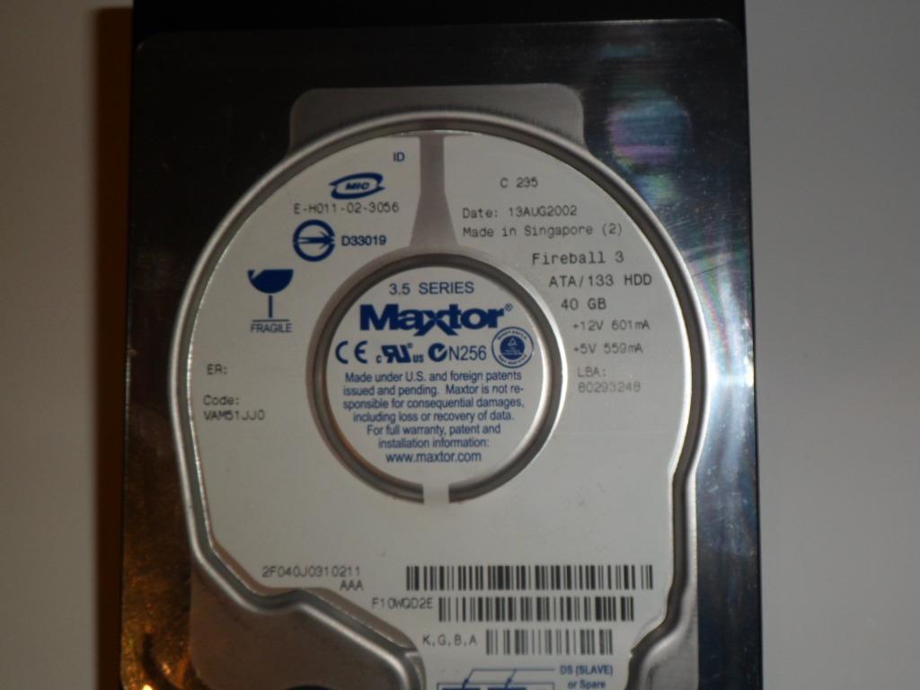 Disque dur Maxtor Fireball 3 ATA 133 HDD 40gb avec IDE Kbl, Informatique & Logiciels, Enlèvement ou Envoi, Utilisé, IDE, HDD
