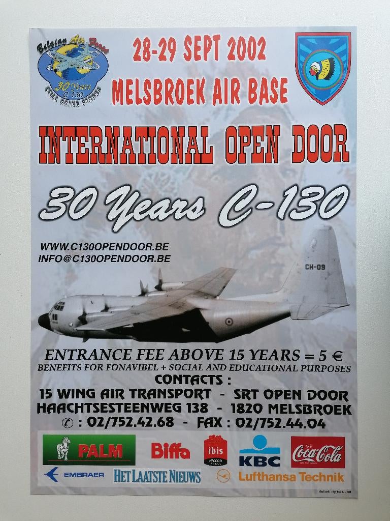 Belgian Air Force BAF Poster + Flyer Lockheed C-130 Hercules, Verzamelen, Ophalen of Verzenden, Luchtmacht, Foto of Poster