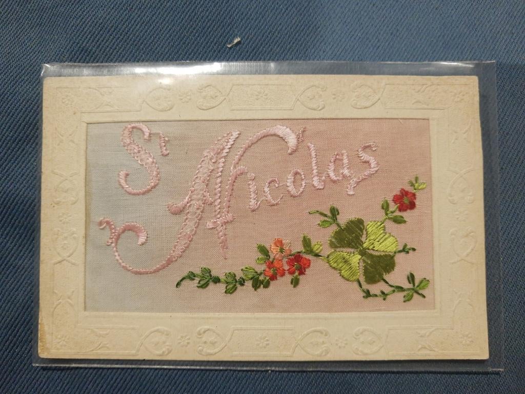 Carte brodée de 1923 - Saint-Nicolas, Enlèvement ou Envoi, Comme neuf