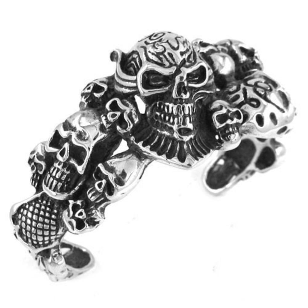 Bracelet de motard gothique et punk en acier avec forme de c, Enlèvement ou Envoi, Neuf, Acier