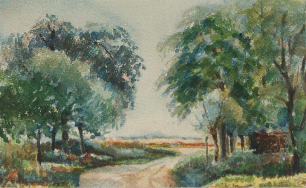 Yvonne Baugniet-Plasschaert (1912-1978): Landschap 1932, Ophalen of Verzenden
