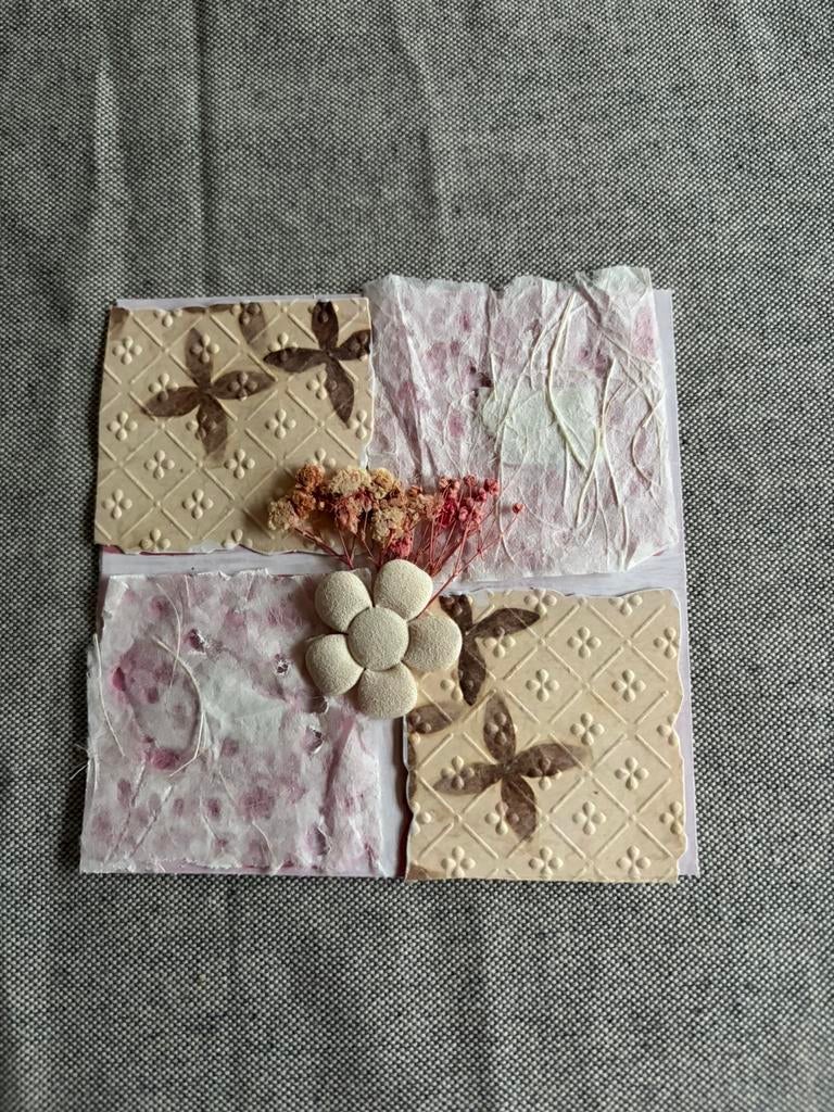 Handgemaakte kaart – collage met gedroogde bloemen (uniek), Hobby en Vrije tijd, Kaarten | Zelfgemaakt, Ophalen of Verzenden, Nieuw