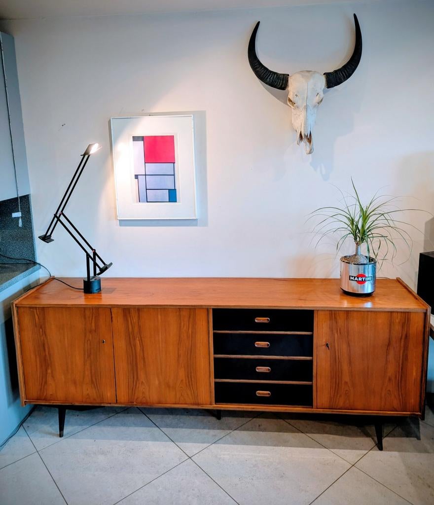 Prachtig Vintage Teakhouten Dressoir / Sideboard, Enlèvement, Teck, Avec porte(s)