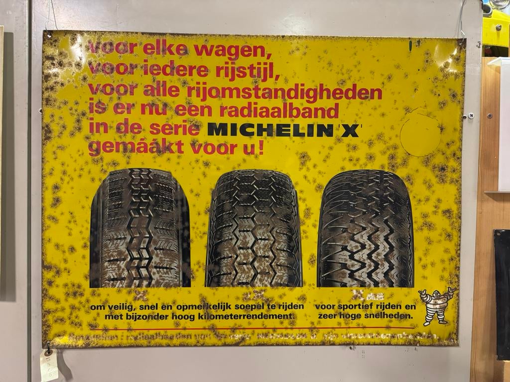 Oud Michelin X banden reclamebord, Verzamelen, Merken en Reclamevoorwerpen, Zo goed als nieuw, Reclamebord, Ophalen of Verzenden