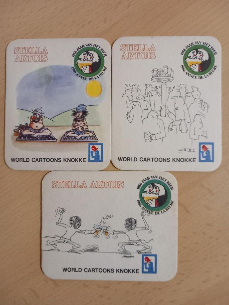 Sous-bocks Stella Artois, World Cartoons Knokke, Enlèvement ou Envoi, Comme neuf, Stella Artois