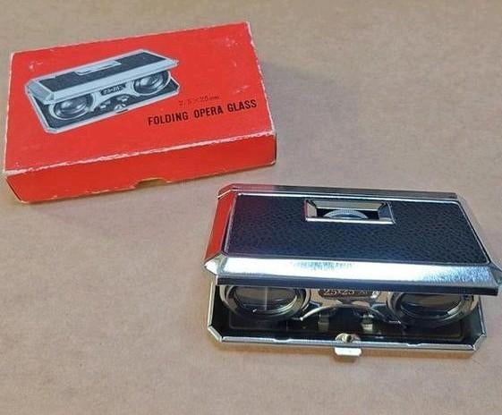 Vintage opvouwbare operakijker draagbaar zwart., Ophalen of Verzenden