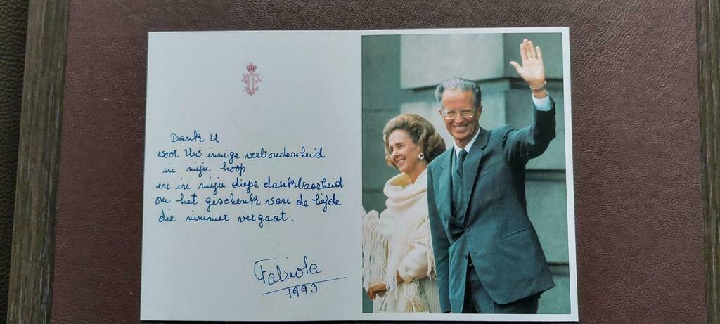 Bedankings kaart Koningin Fabiola 1993, Verzamelen, Ophalen of Verzenden, Zo goed als nieuw